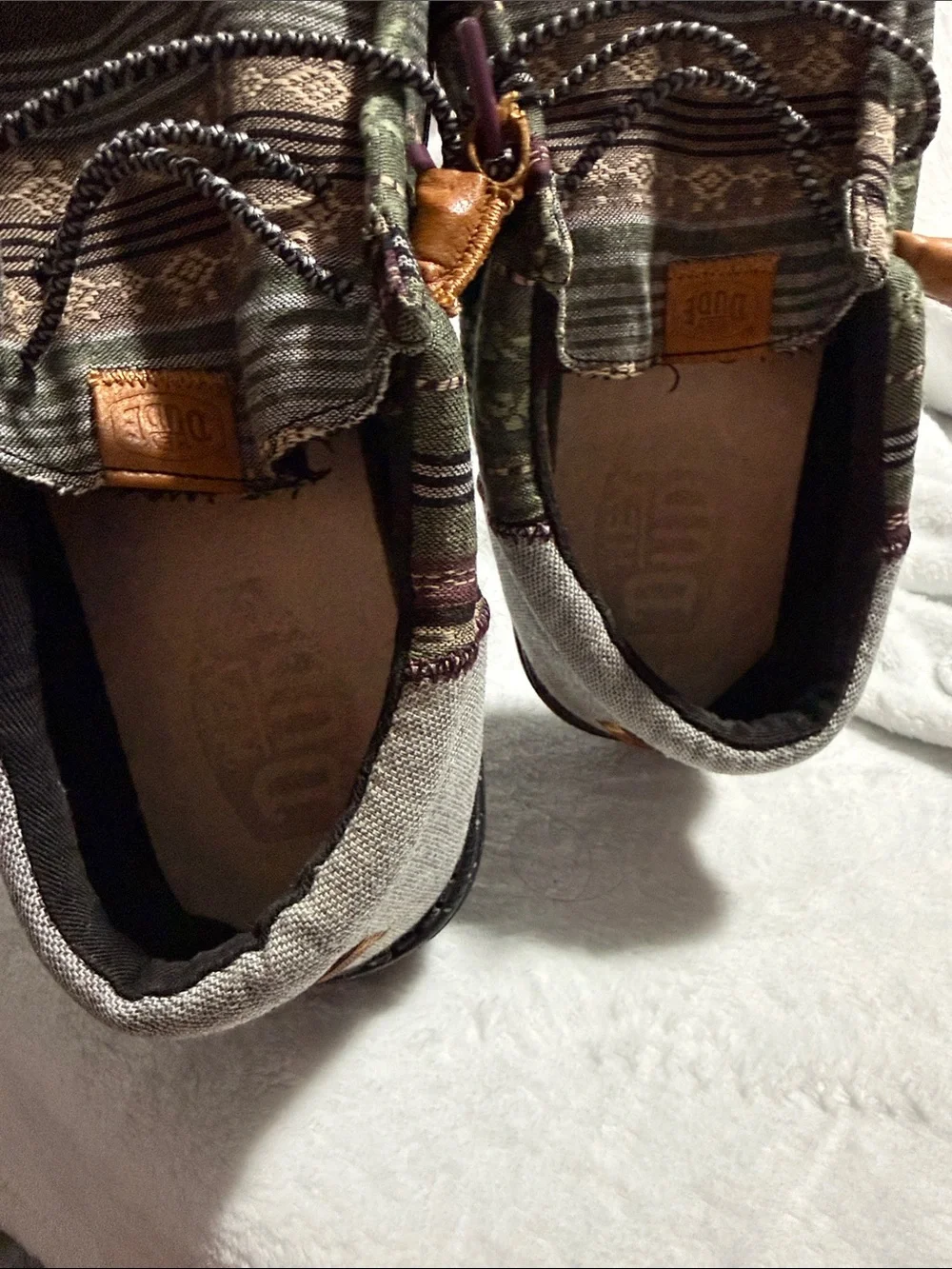 Hey Dude Olive Green Patterned Slip-On Loafers